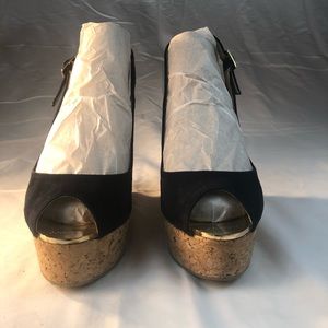 Jimmy Choo Cork Wedge Navy Blue Suede